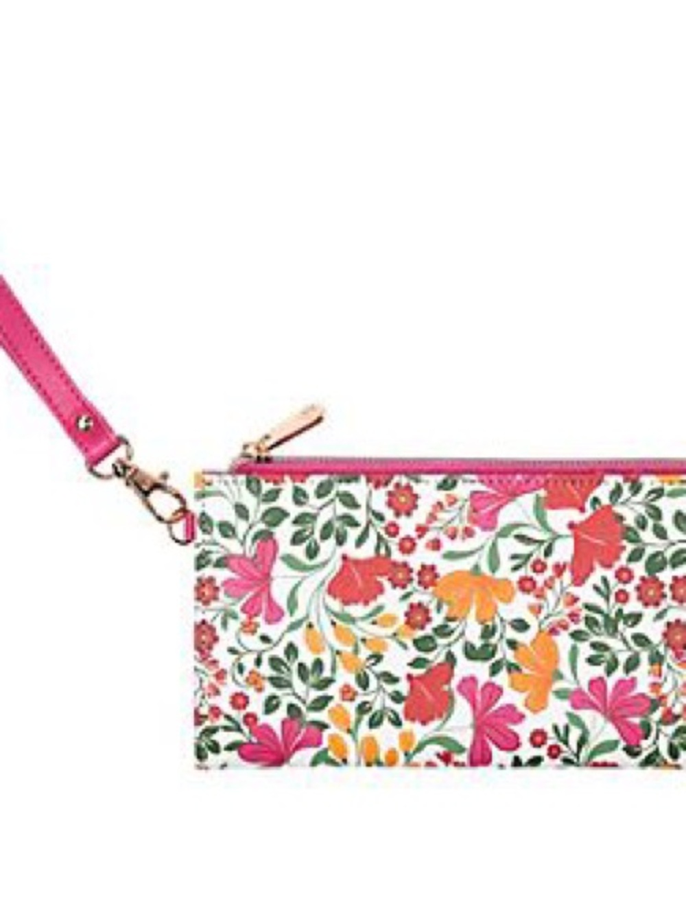 Draper James Cream Floral Wristlet with Pink Strap